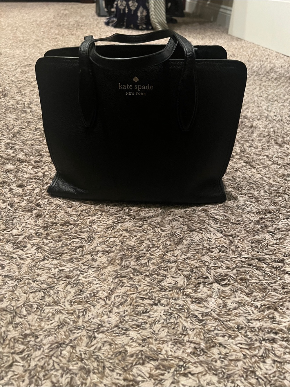 kate spade Black Leather Satchel with Top Handles